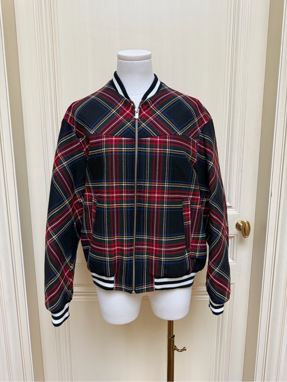 Maje Plaid Bomber Jacket